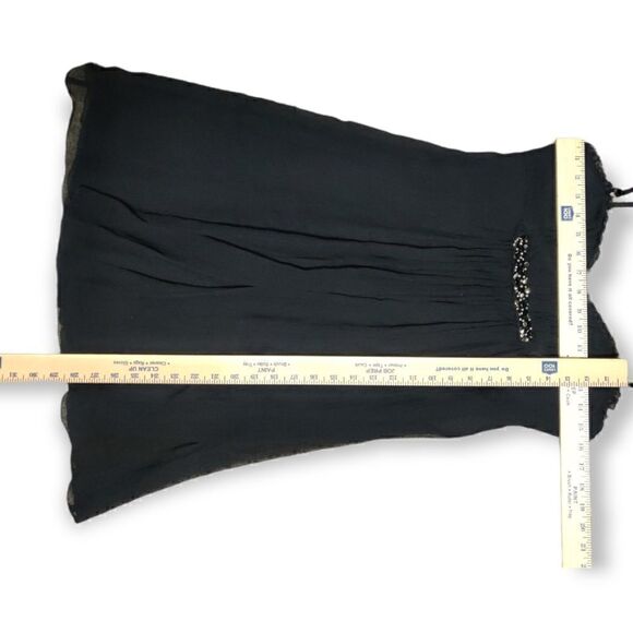 🔥 BCBGMAXAZRIA 100% SILK BLACK STRAPLESS OPEN SHOULDER BABY DOLL MINI DRESS 6 - Picture 3 of 9